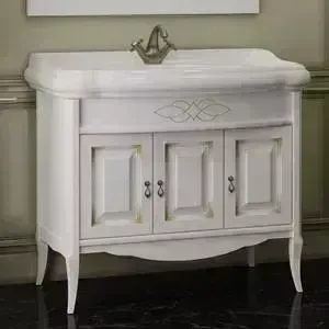Тумба с раковиной OPADIRIS с Лоренцо 100 белый матовый 9003 с патиной (Z0000008431, 641976)