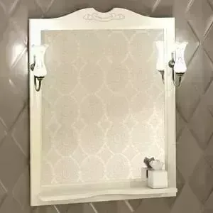 Зеркало OPADIRIS с полкой Клио 80 с светильниками, слоновая кость 1013 (00-00000218 + 00000001041)
