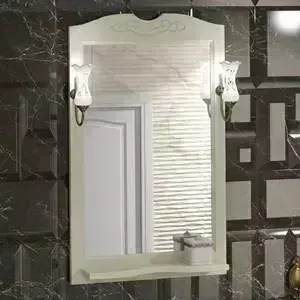 Зеркало OPADIRIS с полкой Клио 65 с светильниками, слоновая кость 1013 (00-00000214 + 00000001041)