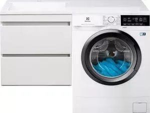 Стиральная машина ELECTROLUX с тумбой и раковиной PerfectCare 600 EW6S3R07SI Даллас 120 белая, подвесная левая