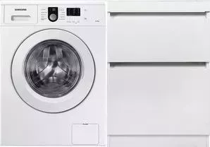 Стиральная машина SAMSUNG с тумбой и раковиной WF8590NLW8 Даллас 120 белая, напольная правая