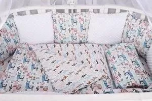 Бортик в кроватку AmaroBaby в WB 12 предметов (12 подушек-бортиков) ЛАМЫ (розовый)