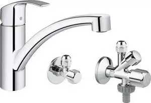 Смеситель для кухни Grohe Eurosmart New с угловыми вентилями, хром (31478000)