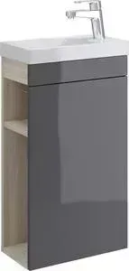 Тумба с раковиной CERSANIT с Smart 40 корпус ясень, фасад серый (B-SU-SMA-CO40/Gr, S-UM-COM40/1-w)