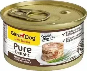 Консервы Gimborn Gimdog Little Darling Pure Delight цыпленок с говядиной кусочки в желе для собак весом до 10кг 85г (513171)