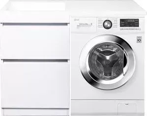 Тумба с раковиной Style line с Даллас Люкс 115L напольная, над стиральной машиной, белая (2000949102160, ФР-00001936)