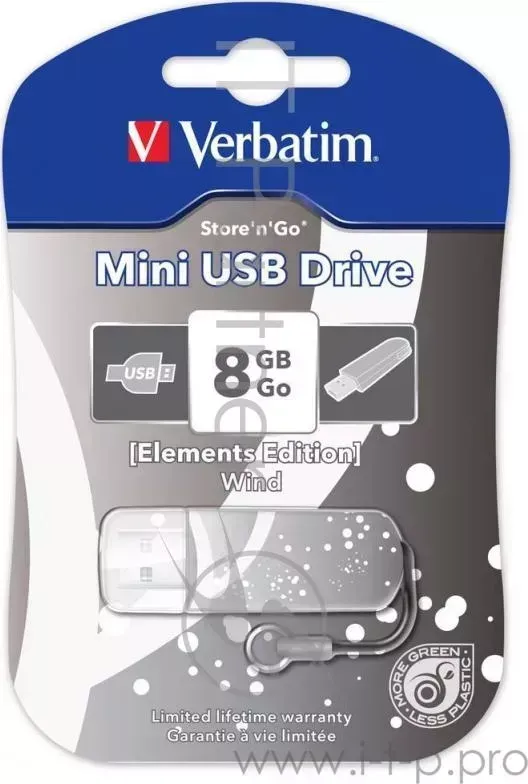 Флеш Диск VERBATIM 8Gb Store n Go Mini Elements Wind 98161 USB2.0 серый/рисунок