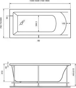 Акриловая ванна Vayer Savero 170x70 с каркасом (Гл000010837, Гл000011400)