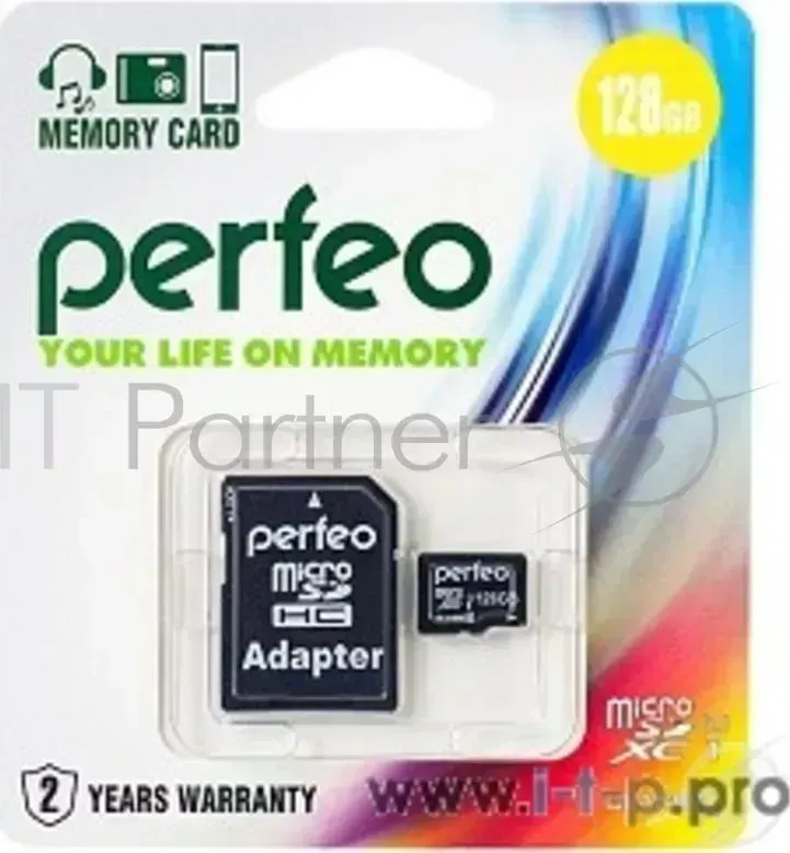 Флэш карта VS (PERFEO) Micro SecureDigital 128Gb Perfeo PF128GMCSX10U1A MicroSDHC Class 10, UHS I, SD adapter { -I, SD }