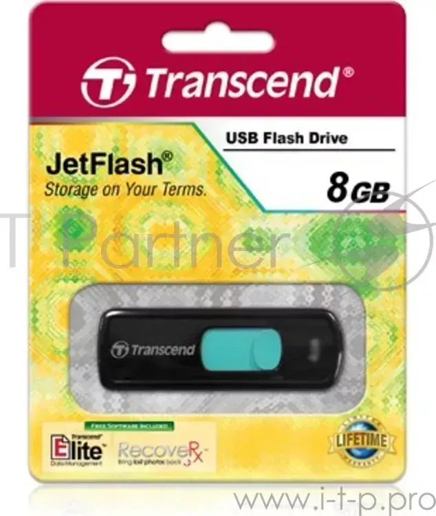 Флеш Диск TRANSCEND 8Gb Jetflash 500 TS8GJF500 USB2.0 черный/голубой