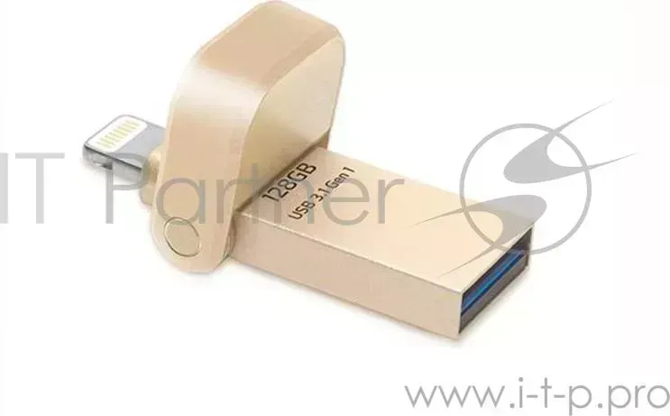 Флеш накопитель 128GB ADATA i-Memory AI920, USB 3.1/Lightning, Gold