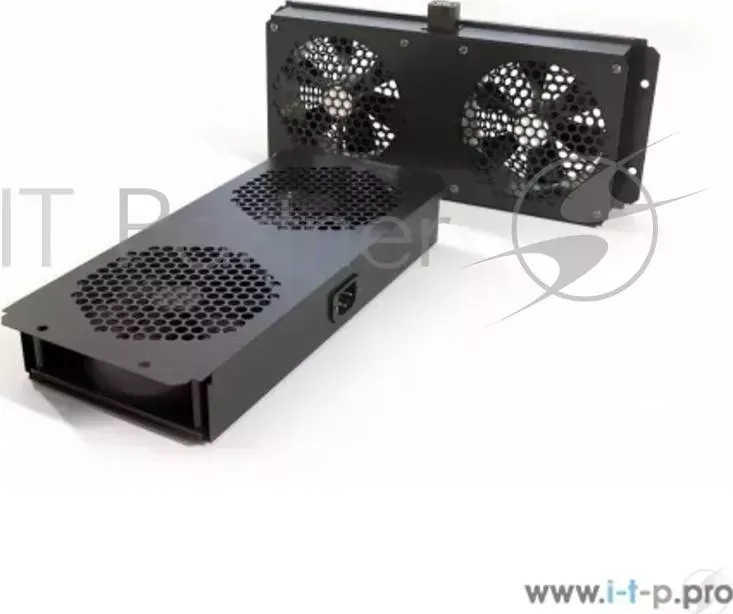 Модуль вентиляторный Hyperline TFAB T2FR RAL9004 потолочный с 2 мя вентиляторами для установки в шкафы серий TTC2, TTB и TWB, с подшипниками и крепежными элементами, без кабеля пита