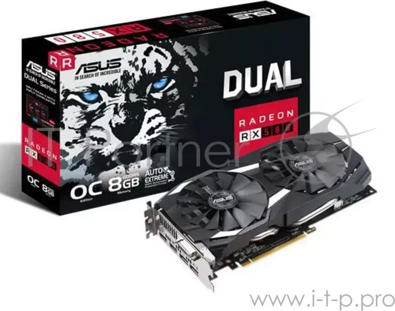 Видеокарта ASUS DUAL-RX580-O8G // RX580,DVI,HDMI*2,DP*2,8G,D5 ; 90YV0AQ1-M0NA00