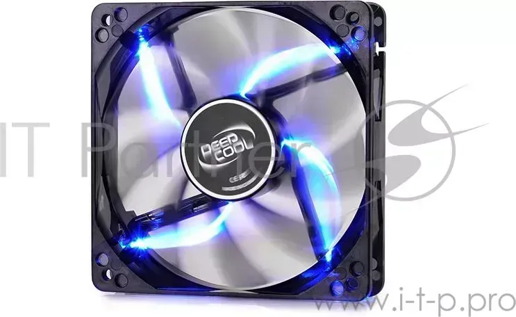 Вентилятор DEEPCOOL Wind Blade 120 Blue 120x120x25мм 64шт./кор, пит. от мат.платы и БП, полупрозрачный, синяя подсветка, 1300об/мин Retail blister