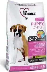 Сухой корм 1-ST CHOICE Puppy Sensitive Skin Lamb, FishBrown Rice с ягненком, рыбой и рисом для щенков с чувствительной кожей и шерстью 14кг (102.311):