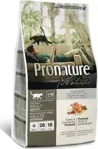 Сухой корм Pronature Holistic Adult Cat Indoor Turkey Cranberries Formula с индейкой и клюквой для кошек живущих в помещении 2,72кг (102.2027): характ
