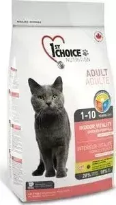 Сухой корм 1-ST CHOICE Adult Cat Indoor Vitality Chicken Formula с курицей для домашних кошек 5,44кг (102.1.213)