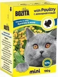Консервы BOZITA MINI Chunks in Jelly with Poultry кусочки в желе с домашней птицей для кошек 190г (2100)