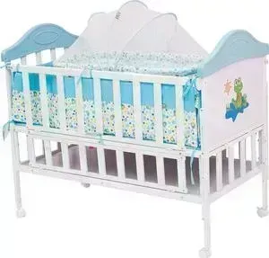 Кроватка детская BABYHIT BabyHit Sleepy extend Белый с голубым, с динозавриком на торце SLEEPY EXTEND BLUE