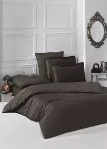 Комплект постельного белья Karna 1,5 сп, сатин, однотонный Loft шоколадный (2985/CHAR009)