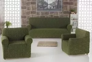 Набор чехлов для мягкой мебели Karna 3 предмета Milano зеленый (2683/CHAR004)