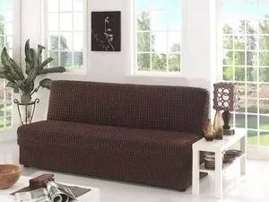 Чехол Karna для двухместного дивана без подлокотников коричневый (2650/CHAR003)