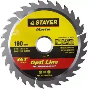 Диск пильный STAYER Opti-Line 190х30мм 36Т (3681-190-30-36)
