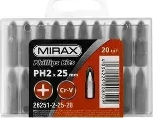 Бит MIRAX PH№2, 25мм 20шт (26251-2-25-20)