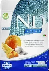 Сухой корм Farmina ND Adult Cat Ocean Herring, Pumpkin Orange c сельдью, тыквой и апельсином для взрослых кошек 300г