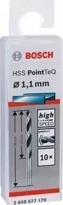 Сверло по металлу BOSCH 1.1мм 10шт HSS PointTeQ (2.608.577.179)