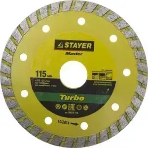 Диск алмазный STAYER Master Турбо, сегментированный 22,2х115 мм (36673-115)