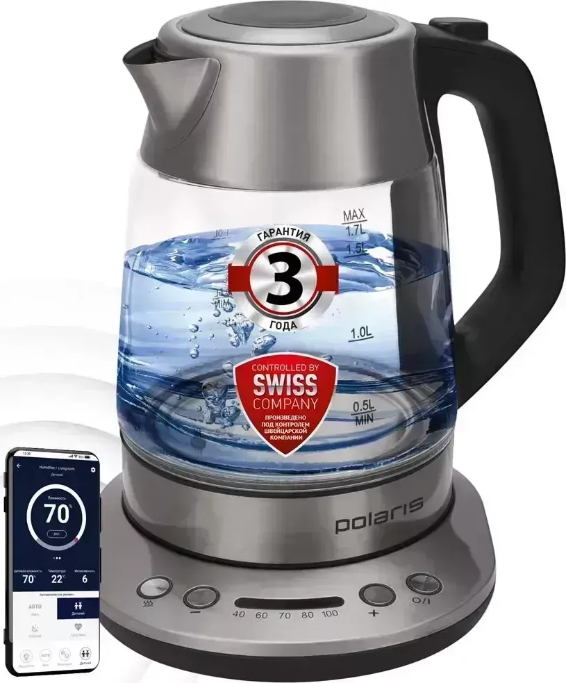 Чайник электрический POLARIS PWK 1775CGLD WIFI IQ Home, матовый