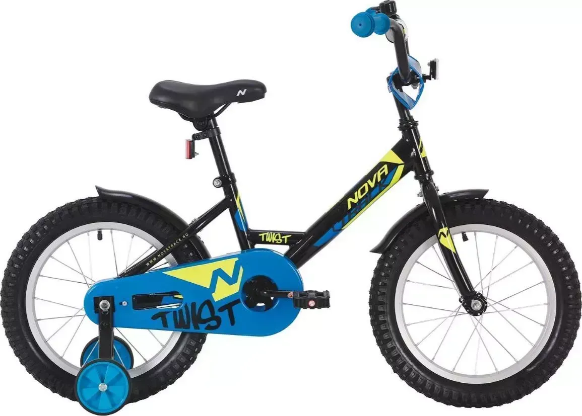 Велосипед NOVATRACK 12'' TWIST чёрный, тормоз нож., корот.крылья, полная защита цепи
