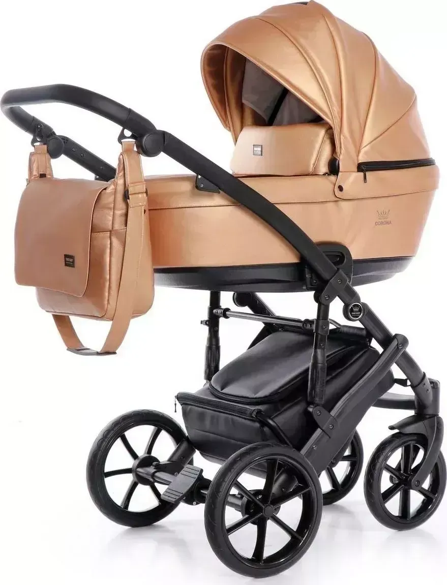 Коляска 2 в 1 TAKO детская 2 в 1 CORONA ECCO TCE-03 (кожа золотая)