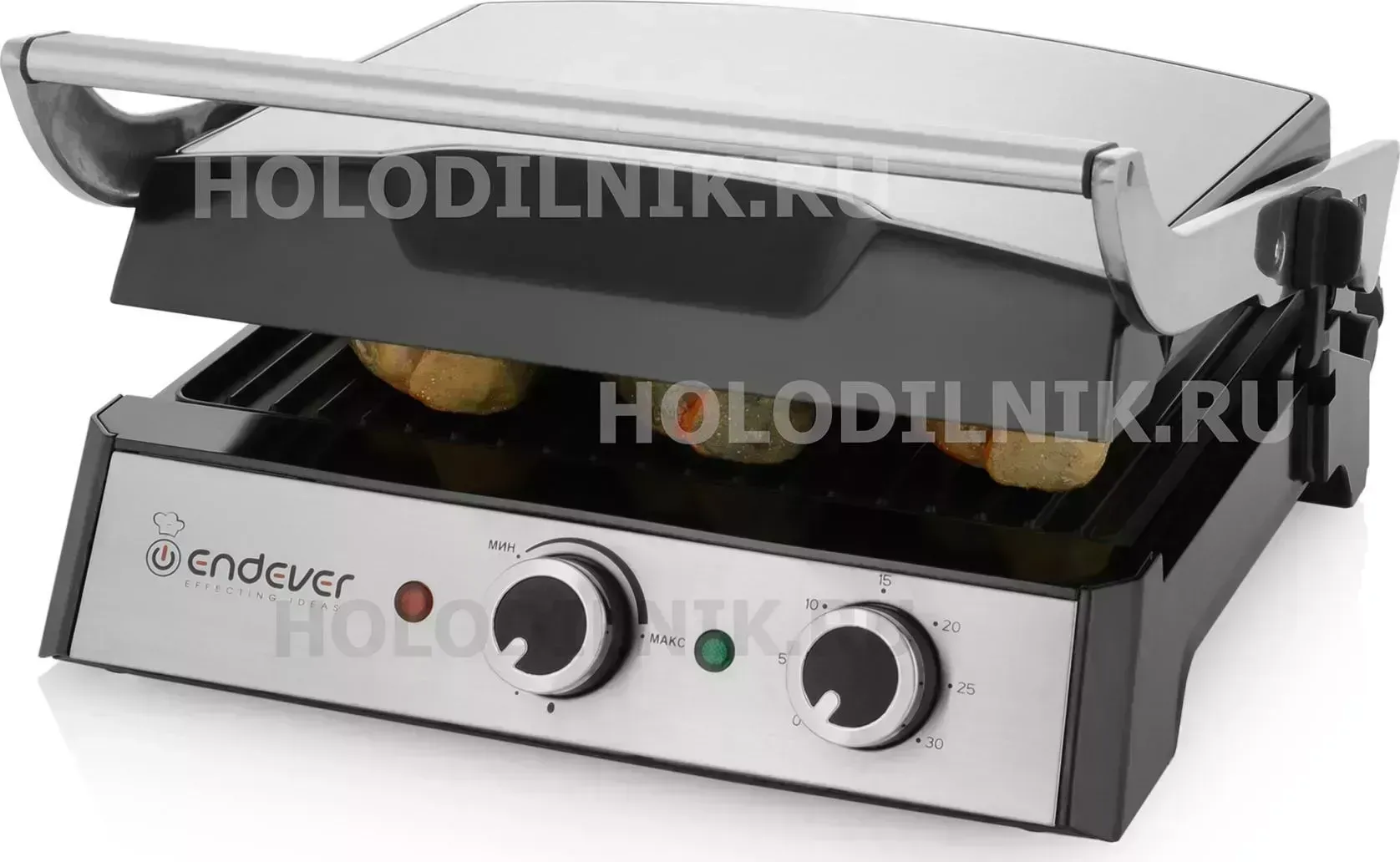 Электрогриль ENDEVER Grillmaster 230, серебристый/черный