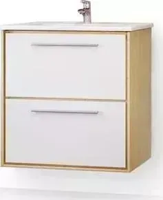 Тумба под раковину Raval Frame 60 весная, белая-дуб сонома (Fra.01.60/P/W-DS)