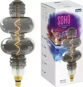 Лампа UNIEL светодиодная филаментная (UL-00005922) E27 5W 2250K серая LED-SF42-5W/Soho/E27/CW Chrome/Smoke GLS77CR