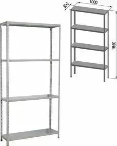 Стеллаж Brabix металлический MS Plus-185/30-4 регулируемые опоры 291104, S241BR153402