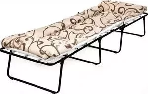 Кровать Ольса -кресло Лира каркас серый/ткань бежевая с коричневым узором С210-МТ002