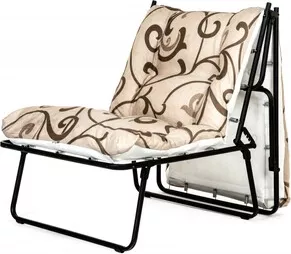 Фото №0 Кровать Ольса -кресло Лира каркас серый/ткань бежевая с коричневым узором С210-МТ002