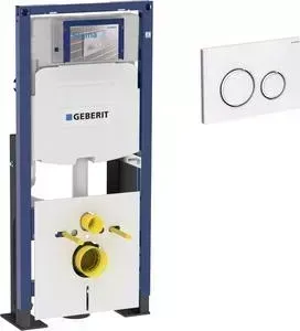 Инсталляция для унитаза Geberit Duofix Sigma21 с клавишей белый/хром, усиленная (111.380.00.5, 115.884.SI.1)