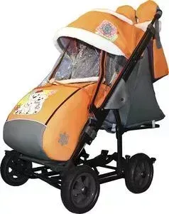Санки-коляска GALAXY SNOW City-3-1 Три медведя на оранжевом на больших колёсах+сумка+варежки