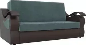 Диван АртМебель Меркурий велюр бирюза экокожа коричневый (140)