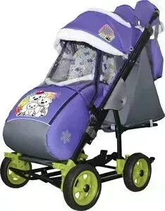 Санки-коляска GALAXY SNOW City-3-1 Три медведя на фиолетовом на больших колёсах+сумка+варежки