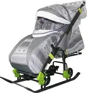 Санки-коляска GALAXY SNOW LUXE Kids 5-1 Финляндия серая на больших колесах с пружинными амортизаторами