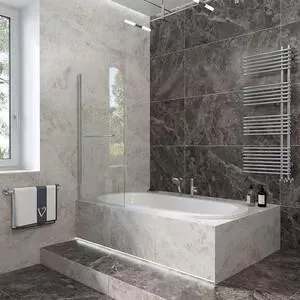 Шторка для ванны Veconi ванной Palau 90x150 стекло прозрачное, профиль хром (PL79-90-01-19C4)