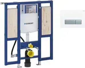 Инсталляция для унитаза Geberit Duofix Sigma40 с клавишей белый/алюминий, людей с ограниченными возможностями (111.375.00.5, 115.600.KQ.1)