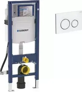 Инсталляция для унитаза Geberit Duofix Sigma21 с клавишей белый/хром, узкая (111.350.00.5, 115.884.SI.1)