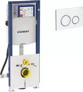 Инсталляция для унитаза Geberit Duofix Sigma21 с клавишей белый/хром, узкая (111.361.00.5, 115.884.SI.1)