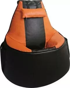 Бескаркасное игровое кресло Mypuff Геймер черно-оранжевое экокожа G_057_058
